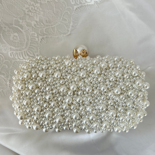 Gold Full Pearl Bridal Clutch Bag