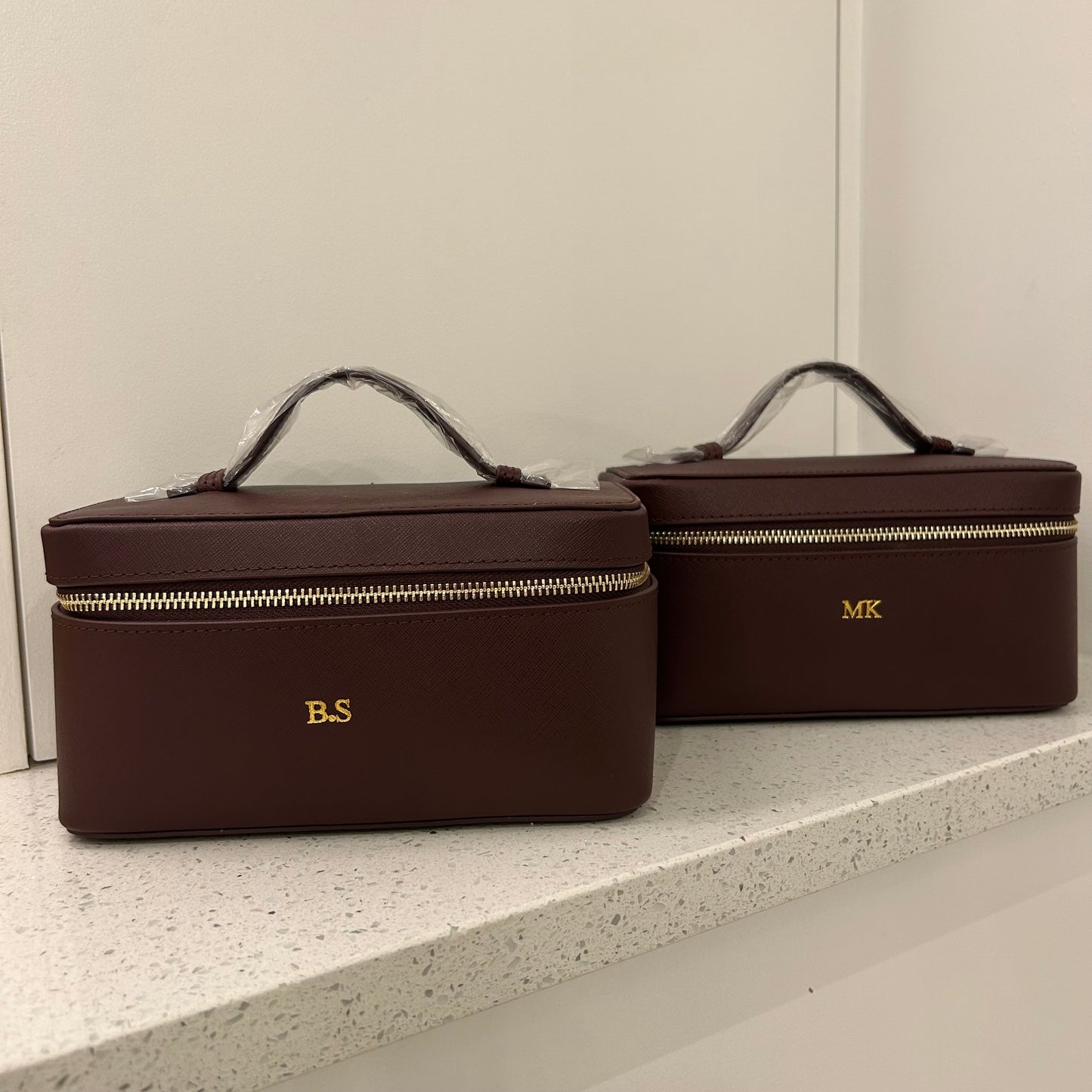 Burgundy Personalised Hot Stamp Leather Vanity Case