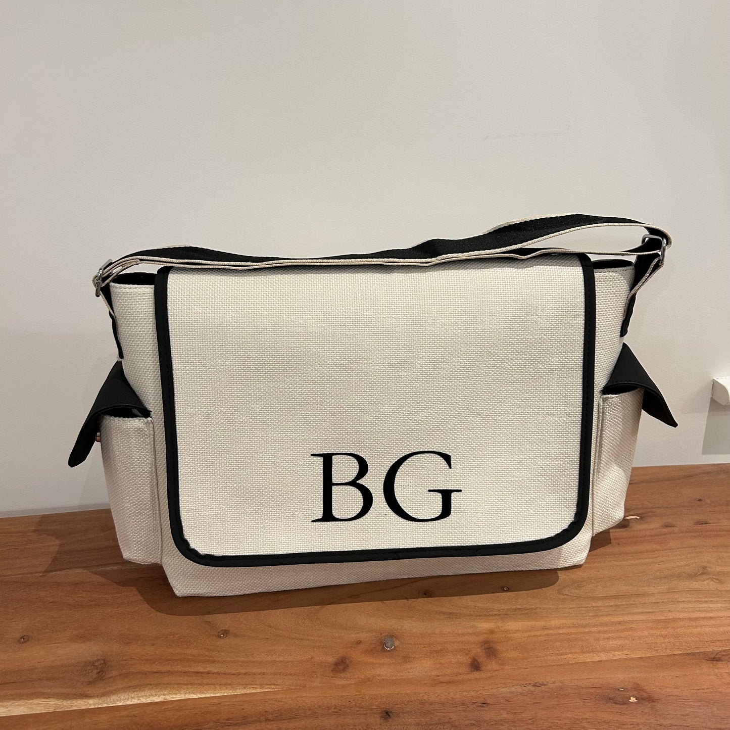 Cream and Black Baby Changing Nappy Bags