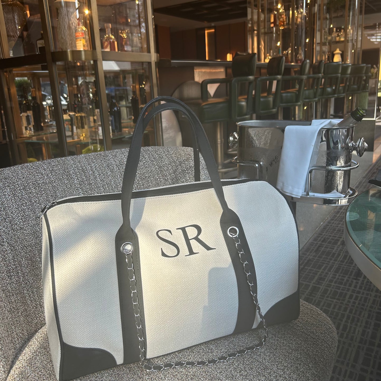 Cream & Black Personalised Hold-all