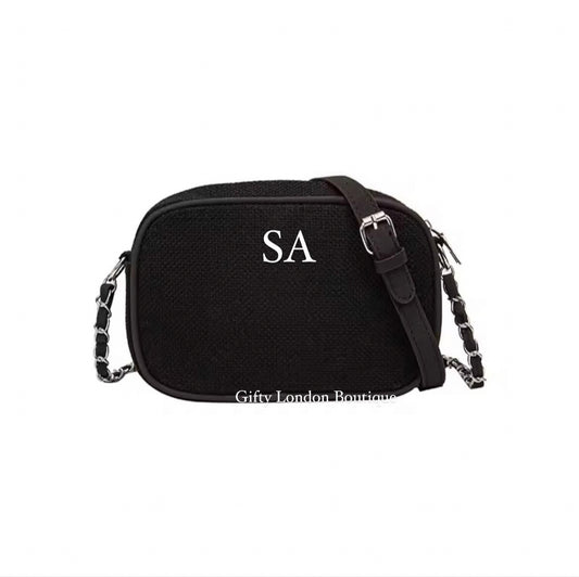 Black Personalised Cross Body Bag
