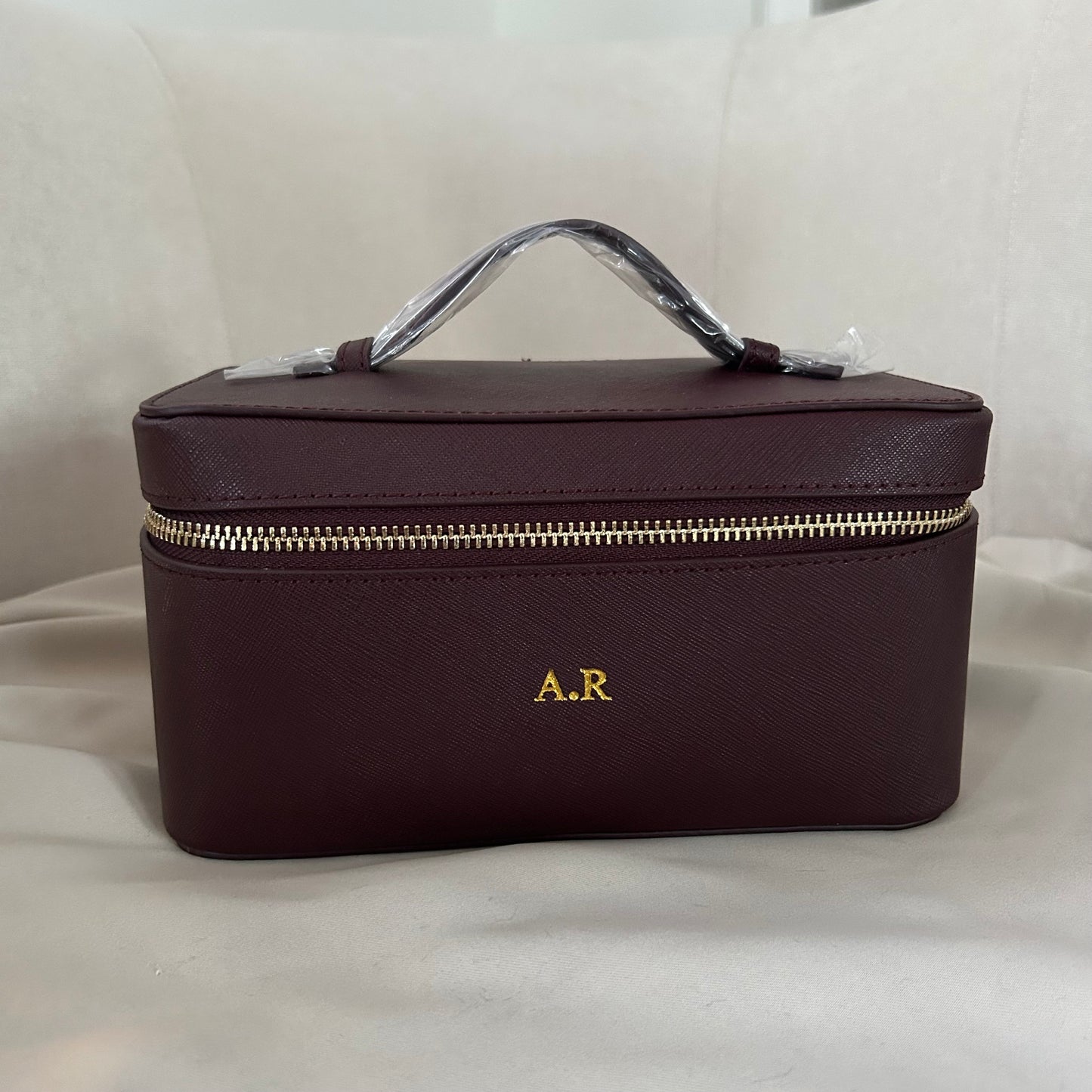 Burgundy Personalised Hot Stamp Leather Vanity Case