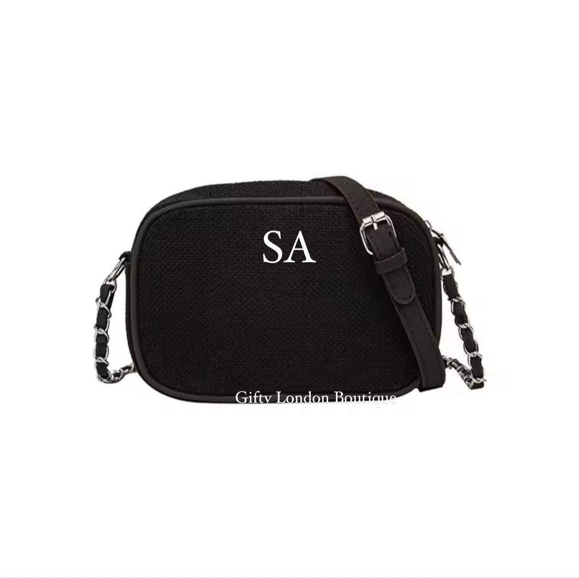 Black Personalised Cross Body Bag