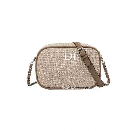 Beige Personalised Cross Body Bag